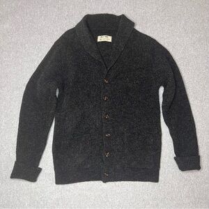 Line Of Trade Cardigan Mens Med Shetland Wool Shawl Neck Ribbed Knit Grandpa Dad